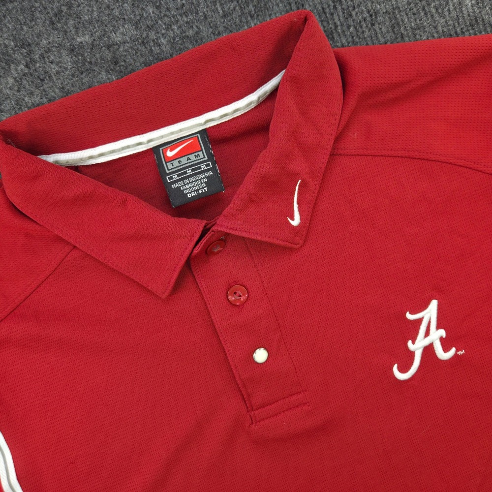 Nike Alabama Crimson Tide Polo Mens Medium Red Polyester Dri-FIT Athletic